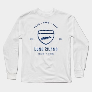 495 Collection text (blue) Long Sleeve T-Shirt